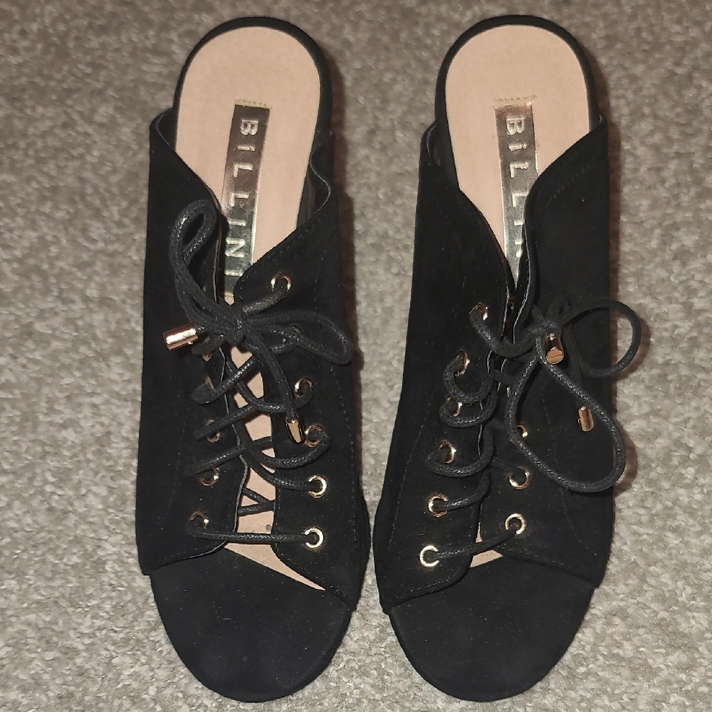 Billini Black Mules with Open Back Design